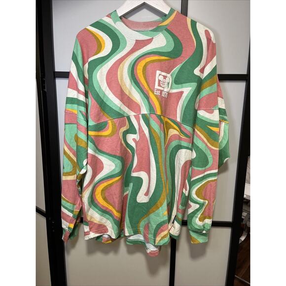 NWT Walt Disney World Spirit Jersey Unisex Large Green Pink Brown Swirl - Picture 7 of 10